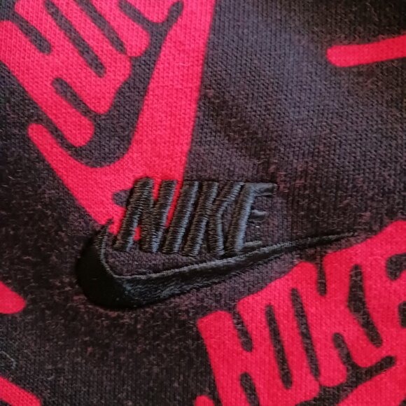 Nike Mens Hoodie Black Red Long Sleeve Draw String Graphic Size Large Grunge Y2K - Picture 5 of 8